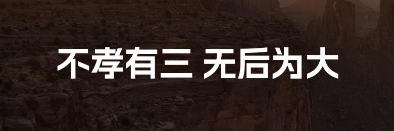 不孝有三 无后为大